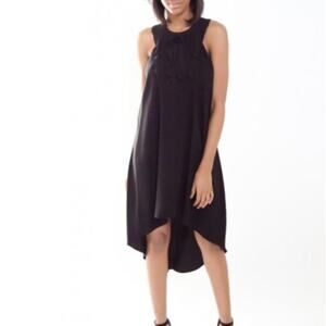 BCBG Allisanne Ruffle Bib High-Low Dress Black XS